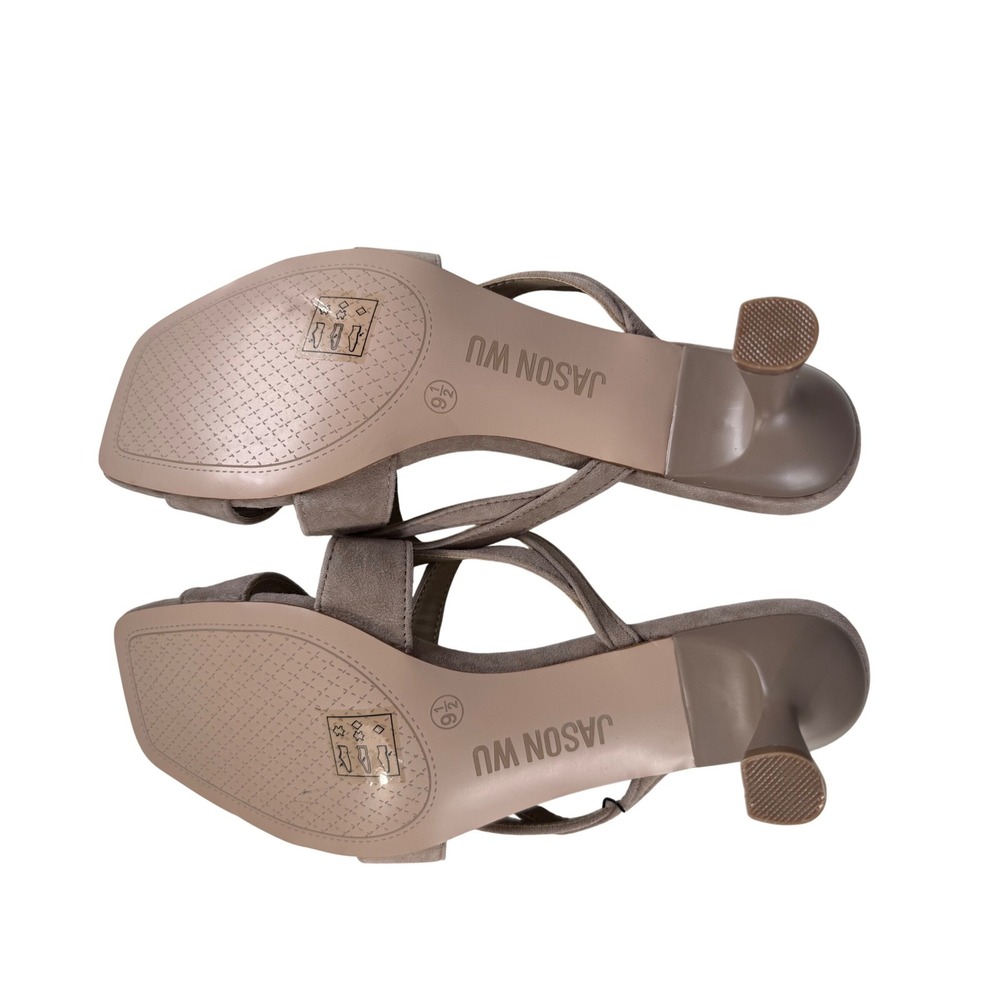 Jason Wu Womens Taupe Suede Leather Strappy Square Toe Kitten Heel Sandals 9.5 - Picture 5 of 10